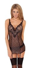 RRP £59 BNWT GOSSARD VIP FEMME FATALE BLACK CHEMISE SLIP 8547 UK Size 32E