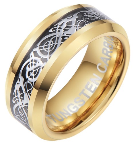 Silver celtic dragon inlay - silver,
