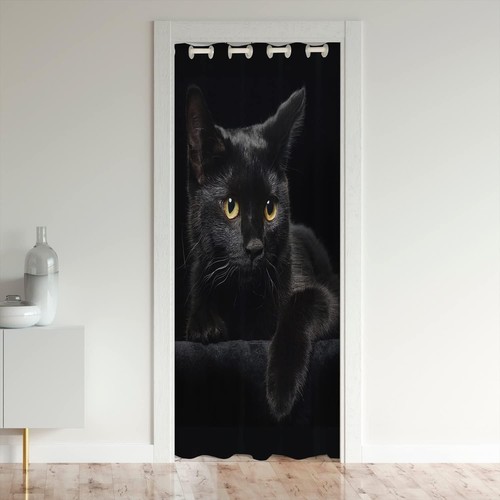 Black cat door curtain for - cat,