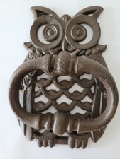 Vintage Solid Cast Iron Owl Door Knocker