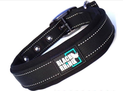 Black rhino dog collar - black,