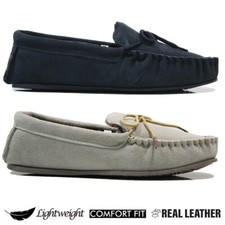 MENS LEATHER SLIP ON SLIPPERS