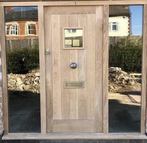 Solid oak front door - front, and