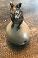 Poole Pottery England Stoneware Figure - Mouse Standing On An Apple - Signed VGC