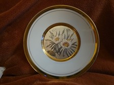 John Jenkins Porcelain Chokin Style Plate with 24k Gold Trim Floral Pattern 19cm