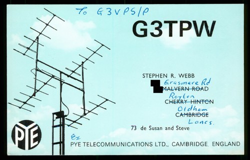 Qsl radio card g3tpw - qsl, uk