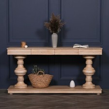 Large Wooden 180cm Classic French Style Rustic Pedestal Hall Console Table