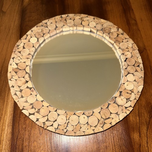 Round wall mirror teak - round,