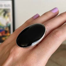 Large Black Onyx Ring 925 Sterling Silver Boho Statement Ring Women Ring All