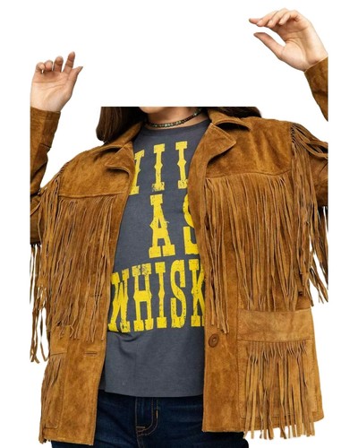 Women brown fringes - women's, jacket