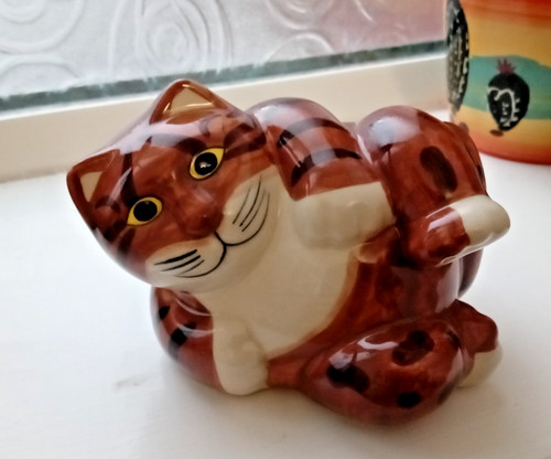 Quail pottery ceramic cat - ceramic,