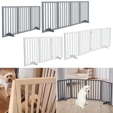 Dog Gate Indoor Freestanding 3-Panel/4-Panel Pet Gate Wooden Foldable Dog Fence 