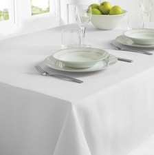 Linen Look Tablecloth Dining Table Cloths Cloth White 130x180 Machine Washable
