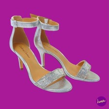 ROLAND CARTIER by Dune Moriiah Mid Heel Strap Sandals, Elegant in Silver, UK 3