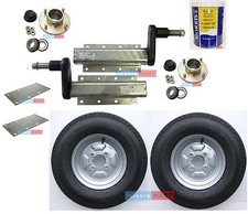 750Kg Trailer Suspension Units with Hubs 10" 6PR Wheels Plates Grease - Set 10
