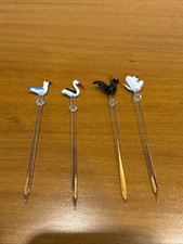 Vintage Glass Cocktail Swizzle Stir Sticks X4 📮FREE POSTAGE 📮