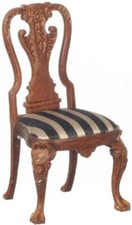 Dolls House Walnut Queen Anne Side Chair JBM Miniature Dining Room Furniture