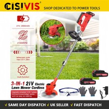 21V Cordless Electric Strimmer Grass Trimmer Weeder Garden Edger 2 Battery Wheel