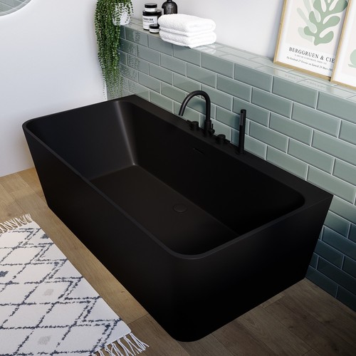Matt black freestanding double - black,