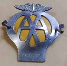 Mid Century Car Memorabilia. Vintage AA Chrome Car Badge. Classic Car Badge.