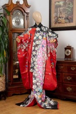 DEAR VANILLA JAPANESE SILK KAKESHITA WEDDING KIMONO WOMEN'S JAPAN MADE VINTAGE