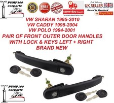 FOR VW SHARAN CADDY POLO PAIR OF EXTERIOR FRONT DOOR  HANDLE  LOCK & KEYS  SET