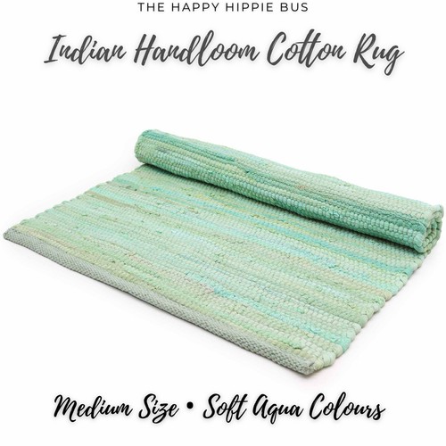 Handmade chindi rag rug aqua - rug,