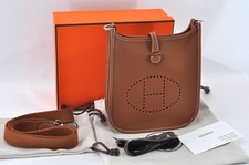 Auth HERMES Leather Evelyne 16 TPM Taurillon Clemence Shoulder Bag Brown  L2624