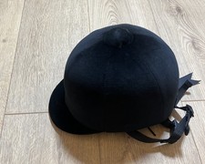 Tesco Riding Hat Black Velvet Equestrian Helmet Size 6 7/8 Uk CE Approved Safety