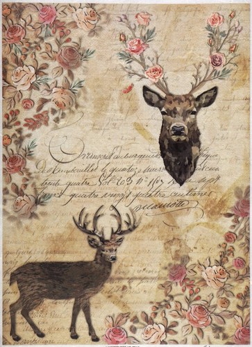 Rice paper stags roses and - roses,