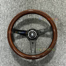 NARDI ND Classic 350mm Steering Wheel Mahogany Wood with Black Spokes Brand New