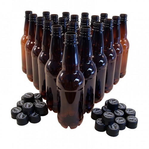 Brown plastic beer - plastic, bottles