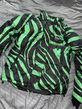 Topshop Sno Ski Size 12 Black And Green Puffer Jacket vgc