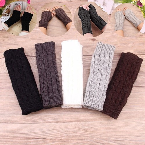 Fingerless knitted long gloves - fingerless,