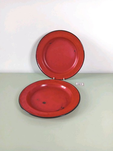 Vintage red enamel - vintage, plates
