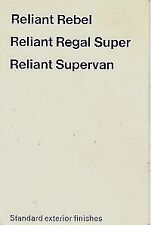 Reliant Regal & Rebel Exterior Colours c1966-67 UK Brochure Super Supervan