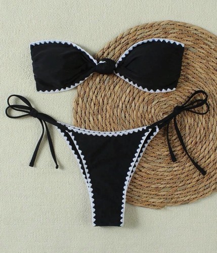2pcs retro wavy edge strapless - 2pcs,