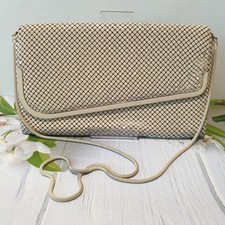 Vintage JANE SHILTON BAG Shoulder MESH Nude Cream 70s 80s Retro Lined