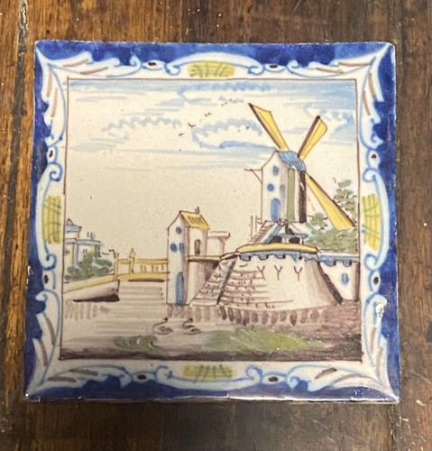 Dutch delft polychrome tile - dutch,