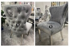 Grey Velvet Dining Chairs x2