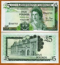 GIBRALTAR, 5 pounds, 1988, P-21b, QEII, UNC