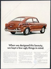 1967 VW Volkswagen Fastback Type 3 orange car photo vintage print ad