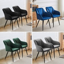 2 pcs Velvet Dining Chairs Set Padded Seat Metal Legs Kitchen Furniture Chair