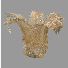 Vintage Venetian Murano Style Ornate Gilt Decorated Art Glass Lamp Light Shade