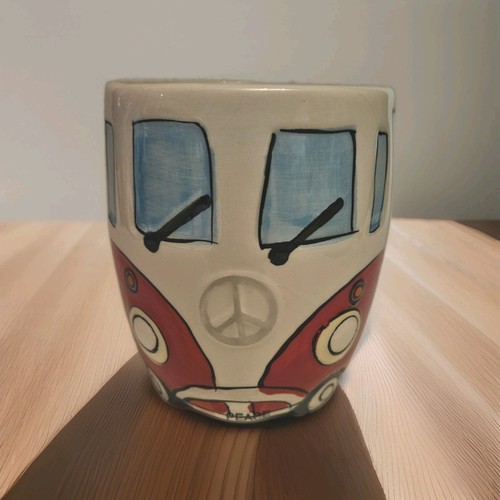 Red camper van peace sign - van,