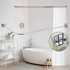 Shower Curtain Rail Rod L Shape Adjustable Curved Shower Rail Shower Curtain Rod