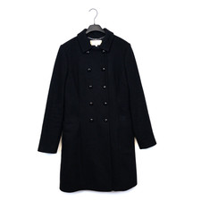 Hobbs Black Wool Blend Pea Coat Overcoat Double Breasted Collared - Size 12