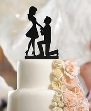 Fiance & Fiancee in Man on Knee Wedding Engagement Cake Toppers