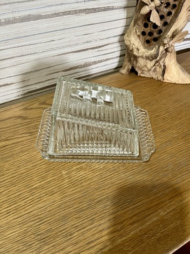 Vintage clear glass - glass, butter