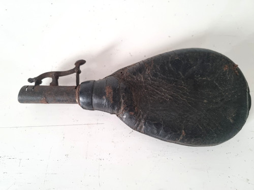 Antique leather shot - , flask